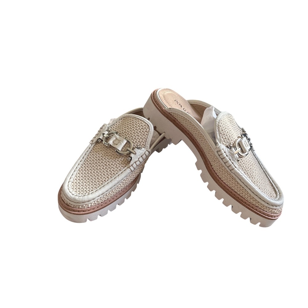 Donald Pliner Hampton-R White Woven Raffia Lug Sole Bit Mule Loafers 7.5M - Picture 4 of 6